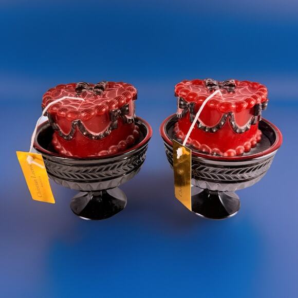 Christian Lacroix Goth Candles Ruby Red Glass Spiderweb Vampire Cake Halloween - Picture 1 of 8